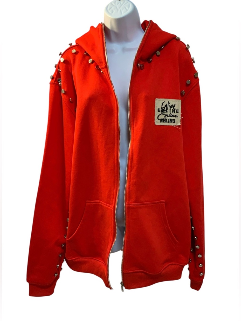 EMLINE Red Studded Hoodie Jacket